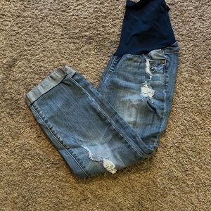 Blue Distressed Women Maternity Jeans Size 10 by LED